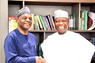 The ES Tetfund, Arc. Sonny Echono (left) with Director General of NILDS, Prof. Abubakar Sulaiman, during the fruitful visit.